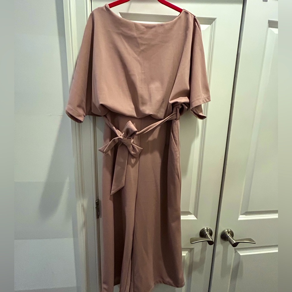 Elegant Pink Romper with tie waist, Size 16